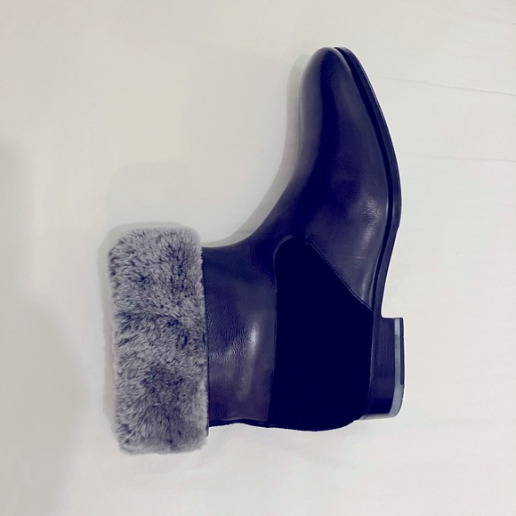 ~One Of a Kind~ SANTONI FUR LINED DRESS BOOTS LEATHER SUEDE BLACK NEW IN BOX 7.5 - Picture 6 of 10
